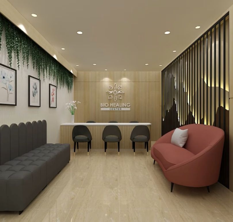 Ruang resepsionis Bio Healing Center Kebayoran Baru Jakarta Selatan (3D)